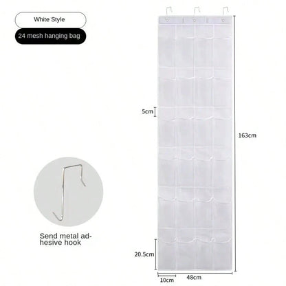 1pc Over The Door Shoe Organizer Hanging Closet Holder Hanger Storage Bag Rack With 24 Large Mesh Pockets