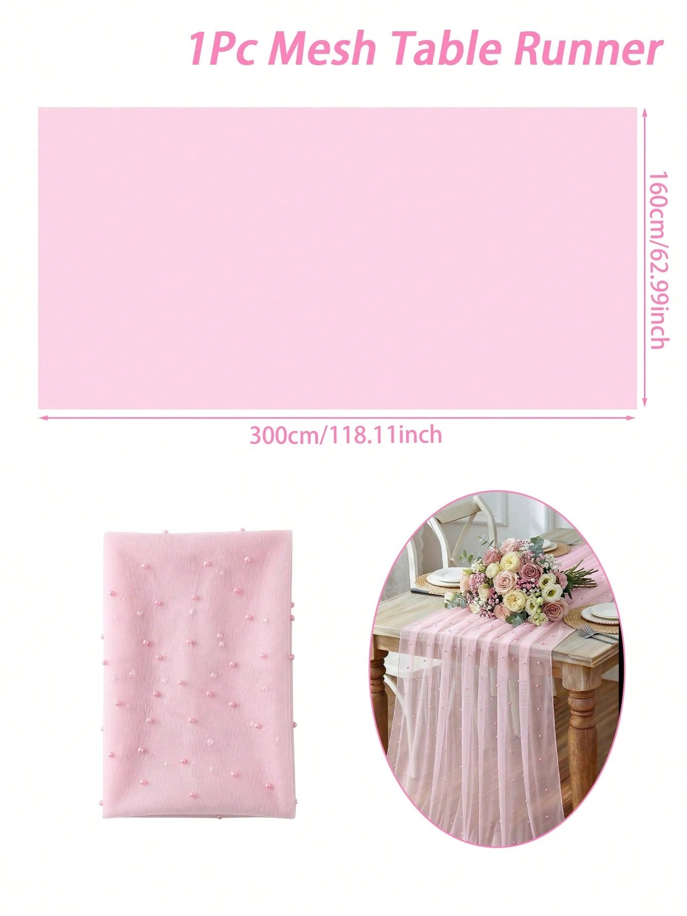 1pc Pearl Pink Tulle Fabric With Embedded Pearls, Wedding Backdrop Curtain, Decorative Bridal Gown Fabric, Wedding Party Decor, Photo Backdrop, Tablecloth, Banner, Gift Wrapping, Elegant Pearl Embroid