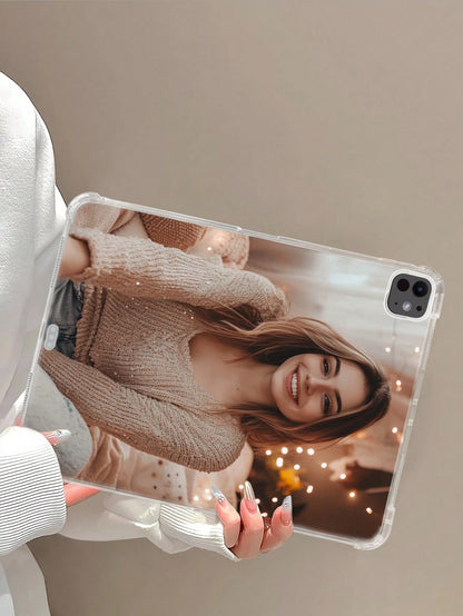 1pc Personalized Customizable Tablet Case With Family, Friends, Couple, And Pet Designs. Made Of Soft Silicone With Drop Protection And Transparent Four-Corner Airbags. Compatible With IPad Pro 13, Ai