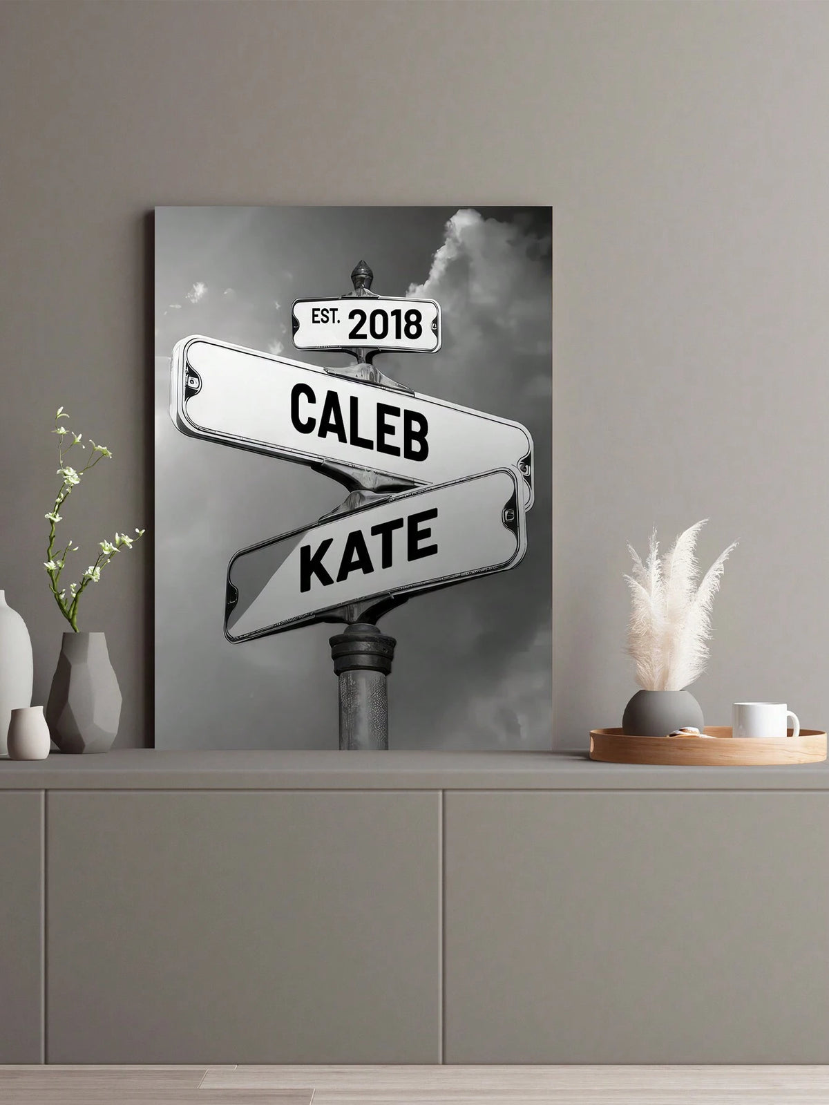 1pc Personalized Family Names Canvas Poster, Street Sign Wall Art, Custom Name Canvas Prints Wall Decor For Living Room, Housewarming Gift, Fall Decor