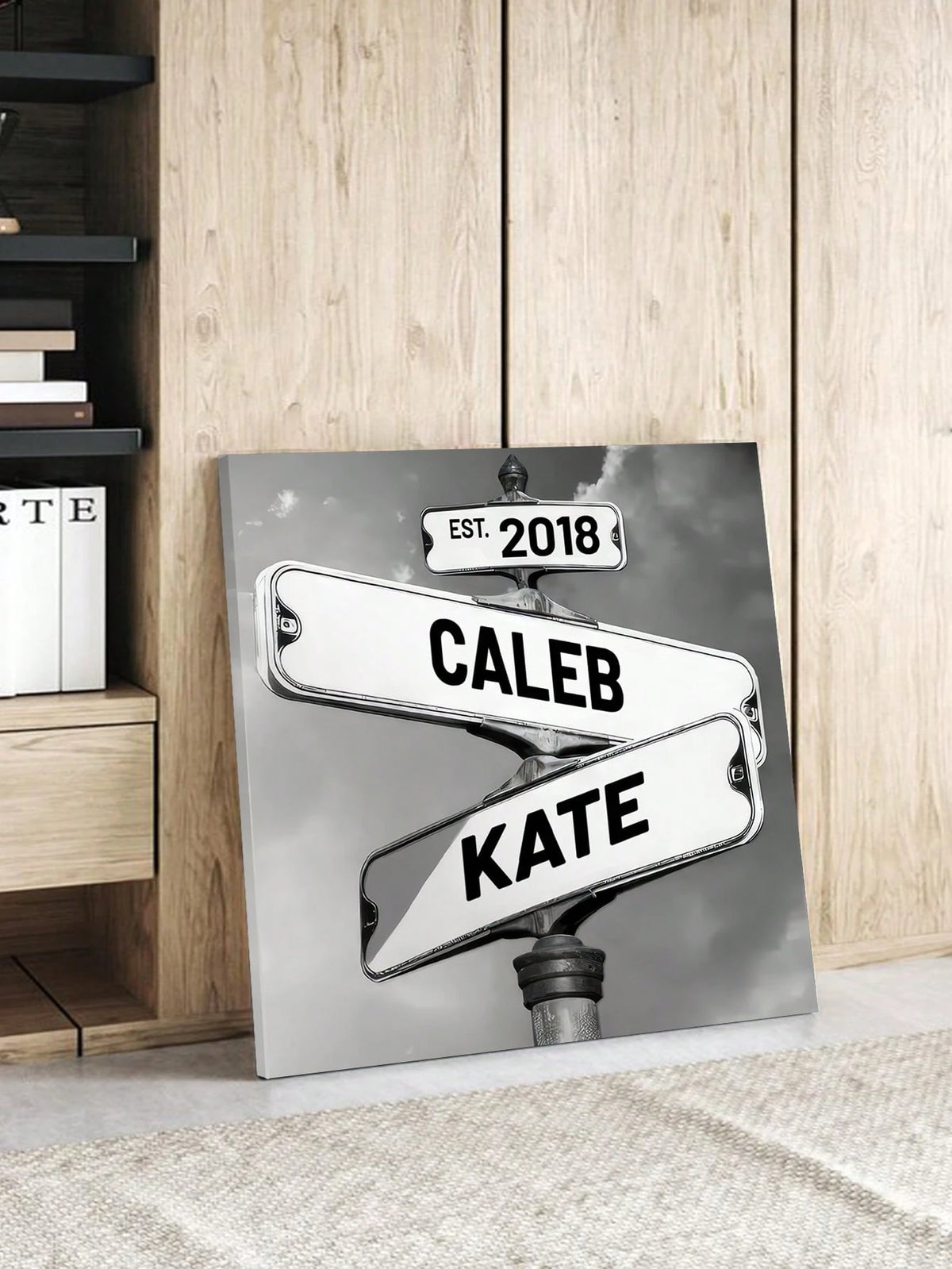 1pc Personalized Family Names Canvas Poster, Street Sign Wall Art, Custom Name Canvas Prints Wall Decor For Living Room, Housewarming Gift, Fall Decor