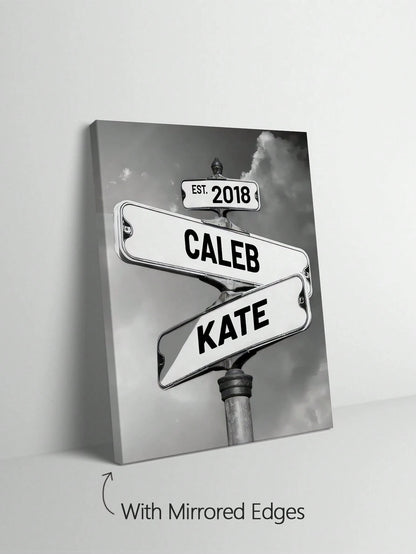 1pc Personalized Family Names Canvas Poster, Street Sign Wall Art, Custom Name Canvas Prints Wall Decor For Living Room, Housewarming Gift, Fall Decor