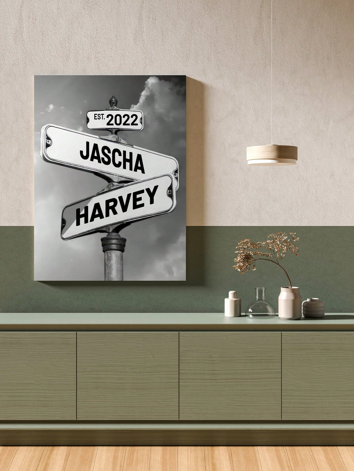 1pc Personalized Family Names Canvas Poster, Street Sign Wall Art, Custom Name Canvas Prints Wall Decor For Living Room, Housewarming Gift, Fall Decor