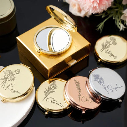 1pc Personalized Initial Compact Mirror, Customized Letter Pocket Mirror, Women's Portable Folding Makeup Mirror, Vintage Gold Compact Mirror, Bridesmaid Gift, Bridal Party Gift, Wedding Party Gift, P
