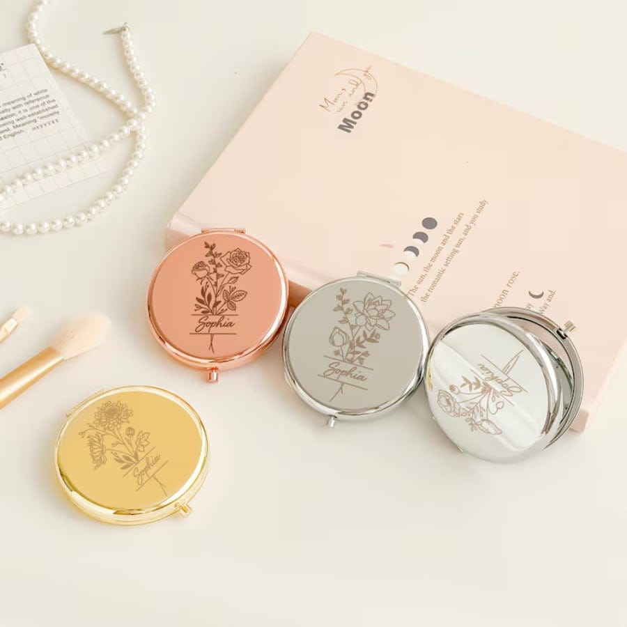 1pc Personalized Initial Compact Mirror, Customized Letter Pocket Mirror, Women's Portable Folding Makeup Mirror, Vintage Gold Compact Mirror, Bridesmaid Gift, Bridal Party Gift, Wedding Party Gift, P