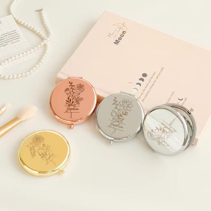 1pc Personalized Initial Compact Mirror, Customized Letter Pocket Mirror, Women's Portable Folding Makeup Mirror, Vintage Gold Compact Mirror, Bridesmaid Gift, Bridal Party Gift, Wedding Party Gift, P