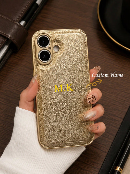1pc Personalized Luxury Customized Name Letter Faux Leather Card Slot Holder Soft Case, Luxury Lychee Texture Flip Cover Pocket Card Holder Stand Faux Leather Phone Case, Name Letter Customization, Cr