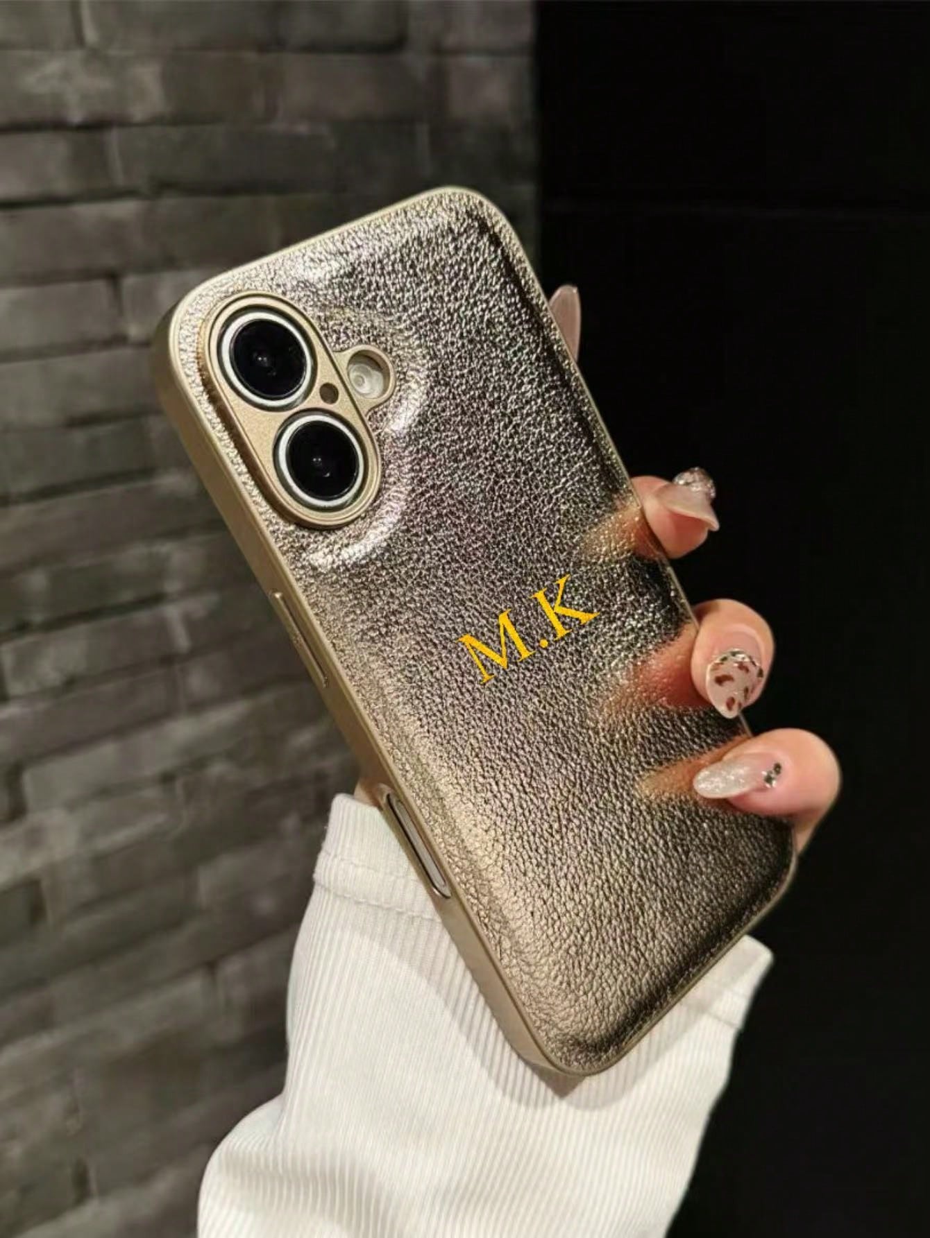 1pc Personalized Luxury Customized Name Letter Faux Leather Card Slot Holder Soft Case, Luxury Lychee Texture Flip Cover Pocket Card Holder Stand Faux Leather Phone Case, Name Letter Customization, Cr