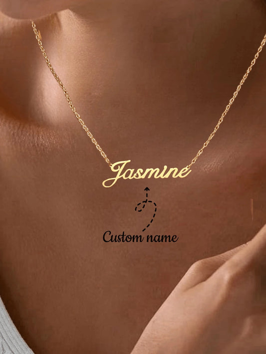 1pc Personalized Simple DIY Name Necklace Stainless Steel Neck Accessories Accessories (Custom Only In English) Stylish, Fall Fashion, Vintage, Contracted, Simple, Soccer Mom, Casual, Old Money Custom