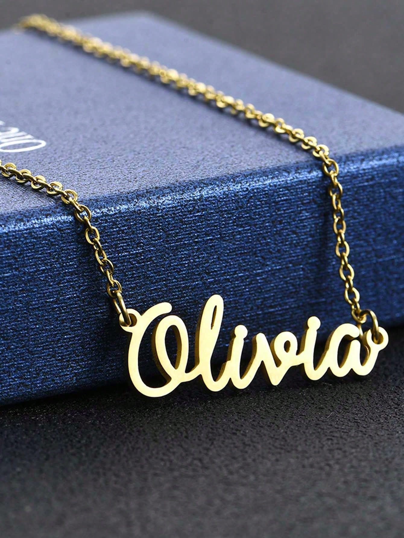 1pc Personalized Simple DIY Name Necklace Stainless Steel Neck Accessories Accessories (Custom Only In English) Stylish, Fall Fashion, Vintage, Contracted, Simple, Soccer Mom, Casual, Old Money Custom