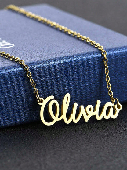 1pc Personalized Simple DIY Name Necklace Stainless Steel Neck Accessories Accessories (Custom Only In English) Stylish, Fall Fashion, Vintage, Contracted, Simple, Soccer Mom, Casual, Old Money Custom