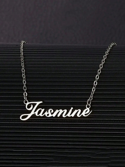 1pc Personalized Simple DIY Name Necklace Stainless Steel Neck Accessories Accessories (Custom Only In English) Stylish, Fall Fashion, Vintage, Contracted, Simple, Soccer Mom, Casual, Old Money Custom