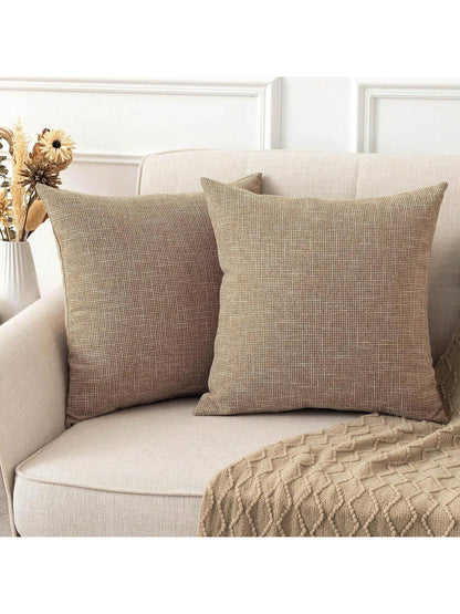 1pc Pillow Case Without Pillow Insert, Natural Linen Color, Minimalist Style + Wabi-Sabi Relaxed Texture Solid Color Linen Blend Fabric Woven Decorative Pillow Cover, Suitable For Home, Sofa, Bed, Bed