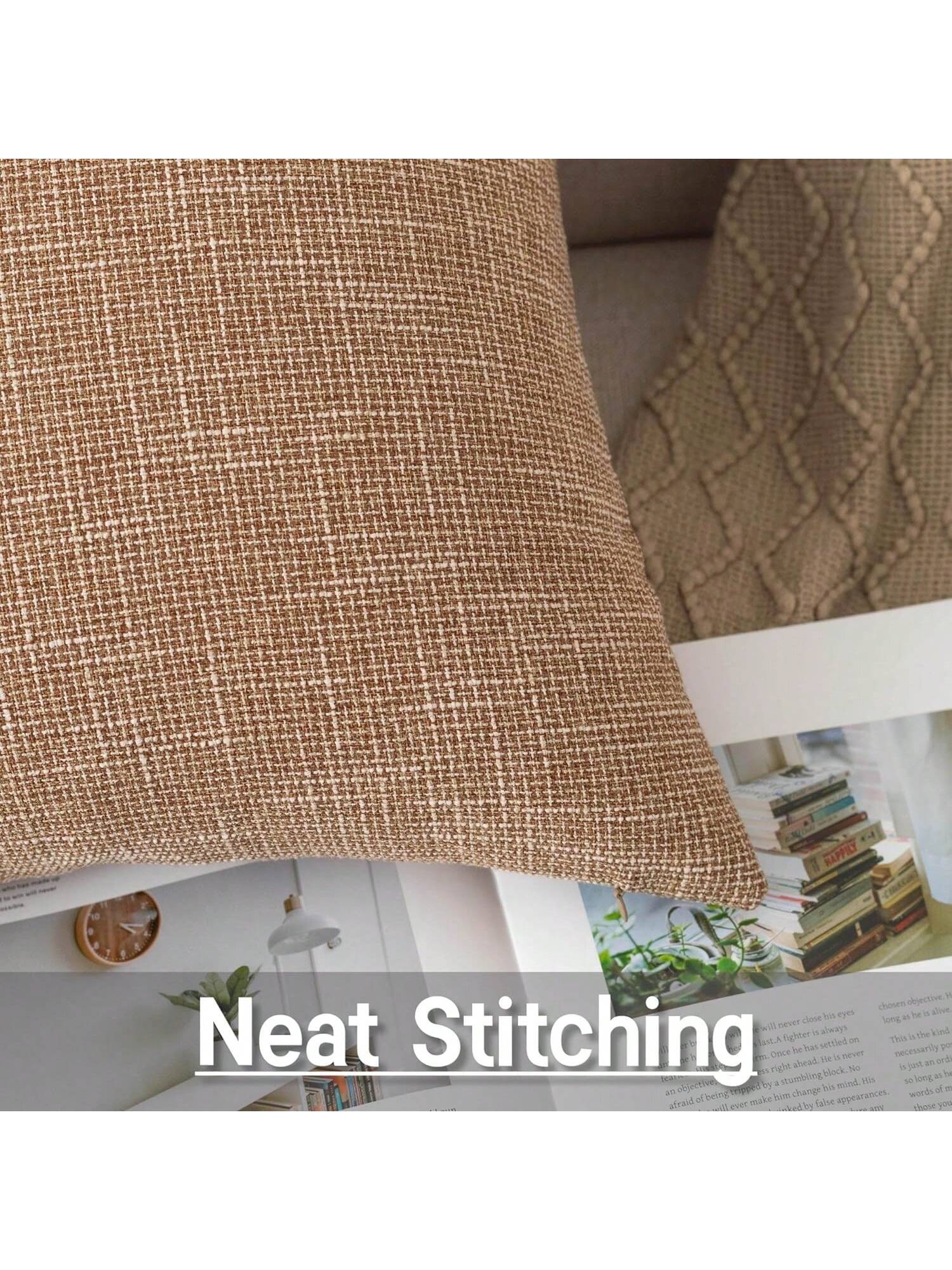 1pc Pillow Case Without Pillow Insert, Natural Linen Color, Minimalist Style + Wabi-Sabi Relaxed Texture Solid Color Linen Blend Fabric Woven Decorative Pillow Cover, Suitable For Home, Sofa, Bed, Bed