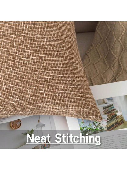 1pc Pillow Case Without Pillow Insert, Natural Linen Color, Minimalist Style + Wabi-Sabi Relaxed Texture Solid Color Linen Blend Fabric Woven Decorative Pillow Cover, Suitable For Home, Sofa, Bed, Bed
