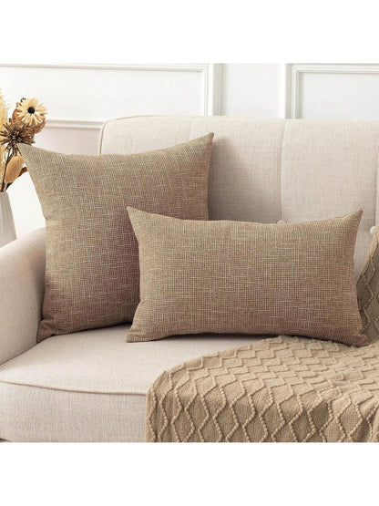 1pc Pillow Case Without Pillow Insert, Natural Linen Color, Minimalist Style + Wabi-Sabi Relaxed Texture Solid Color Linen Blend Fabric Woven Decorative Pillow Cover, Suitable For Home, Sofa, Bed, Bed
