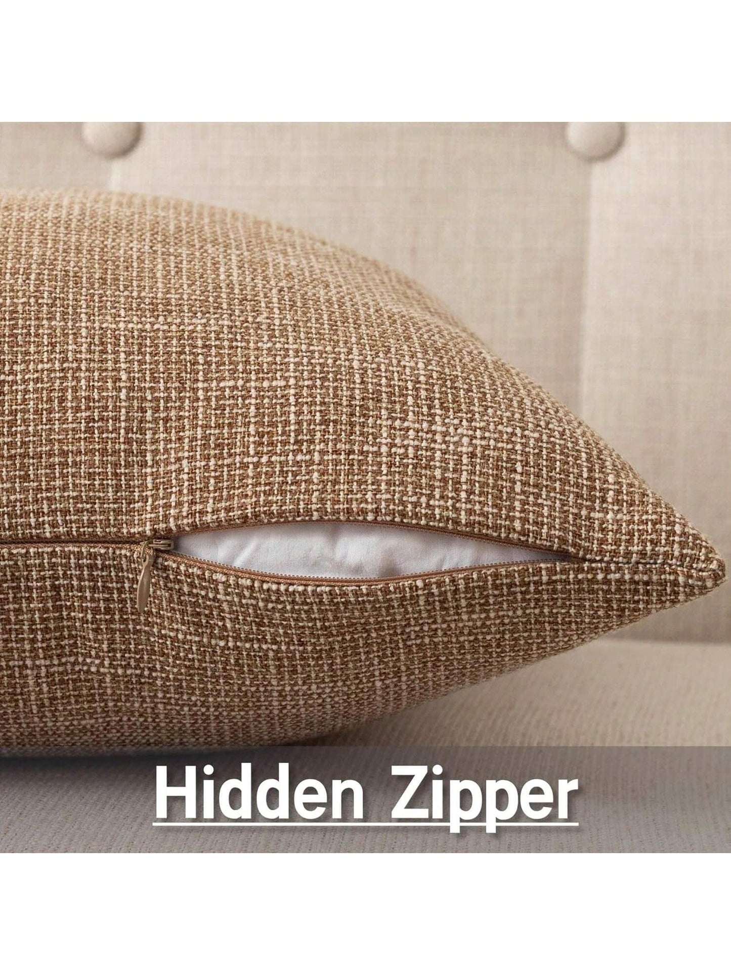 1pc Pillow Case Without Pillow Insert, Natural Linen Color, Minimalist Style + Wabi-Sabi Relaxed Texture Solid Color Linen Blend Fabric Woven Decorative Pillow Cover, Suitable For Home, Sofa, Bed, Bed