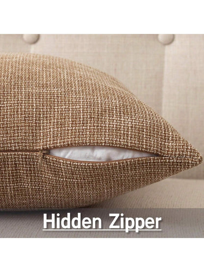 1pc Pillow Case Without Pillow Insert, Natural Linen Color, Minimalist Style + Wabi-Sabi Relaxed Texture Solid Color Linen Blend Fabric Woven Decorative Pillow Cover, Suitable For Home, Sofa, Bed, Bed