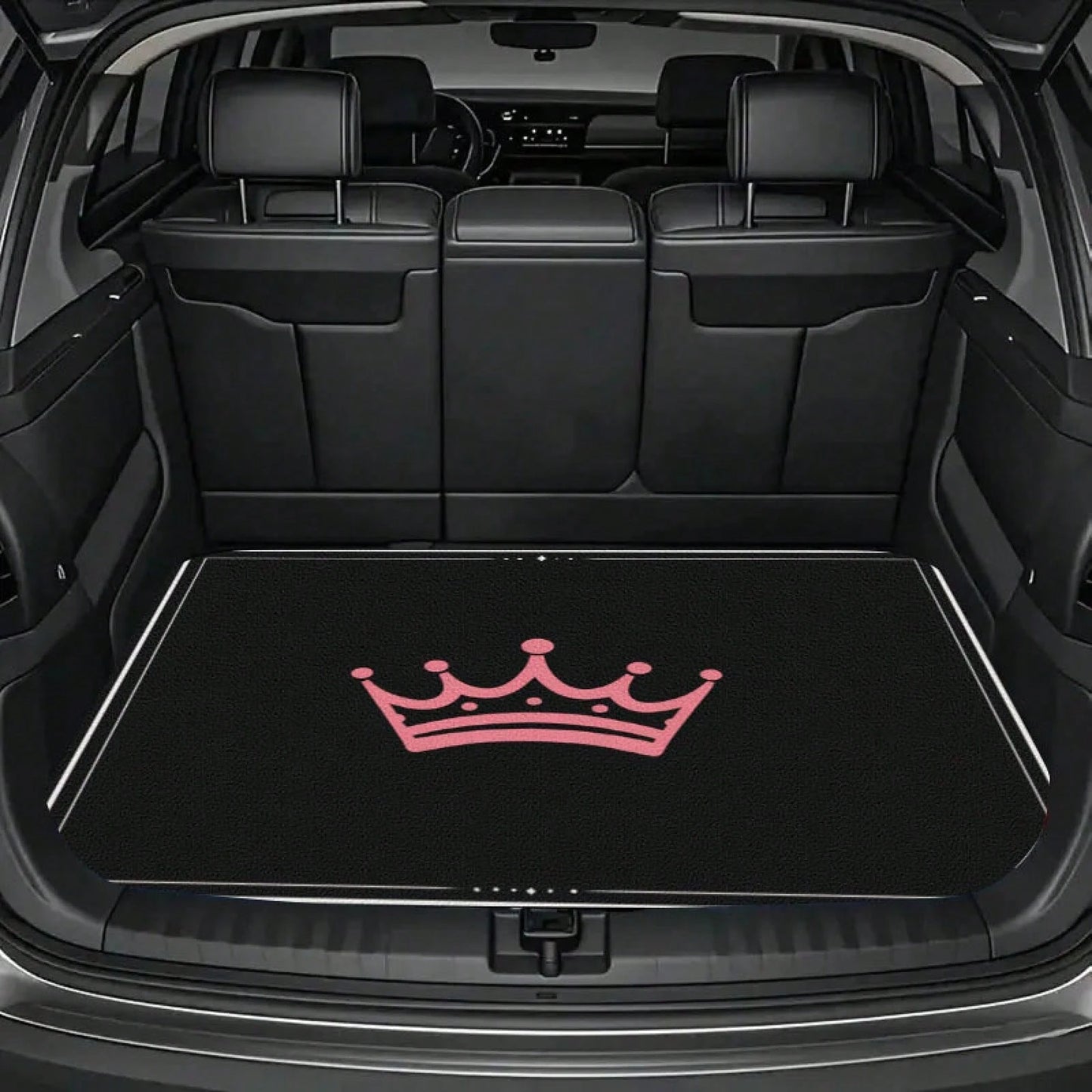 1PC Pink Crown Print Personalized Car Trunk Mat, Interior Protective Trunk Mat, Durable Polyester Floor Liner, And Practical, Suitable For Daily Travel, Lifting And Secure Cargo Storage, Car Trunk Ma