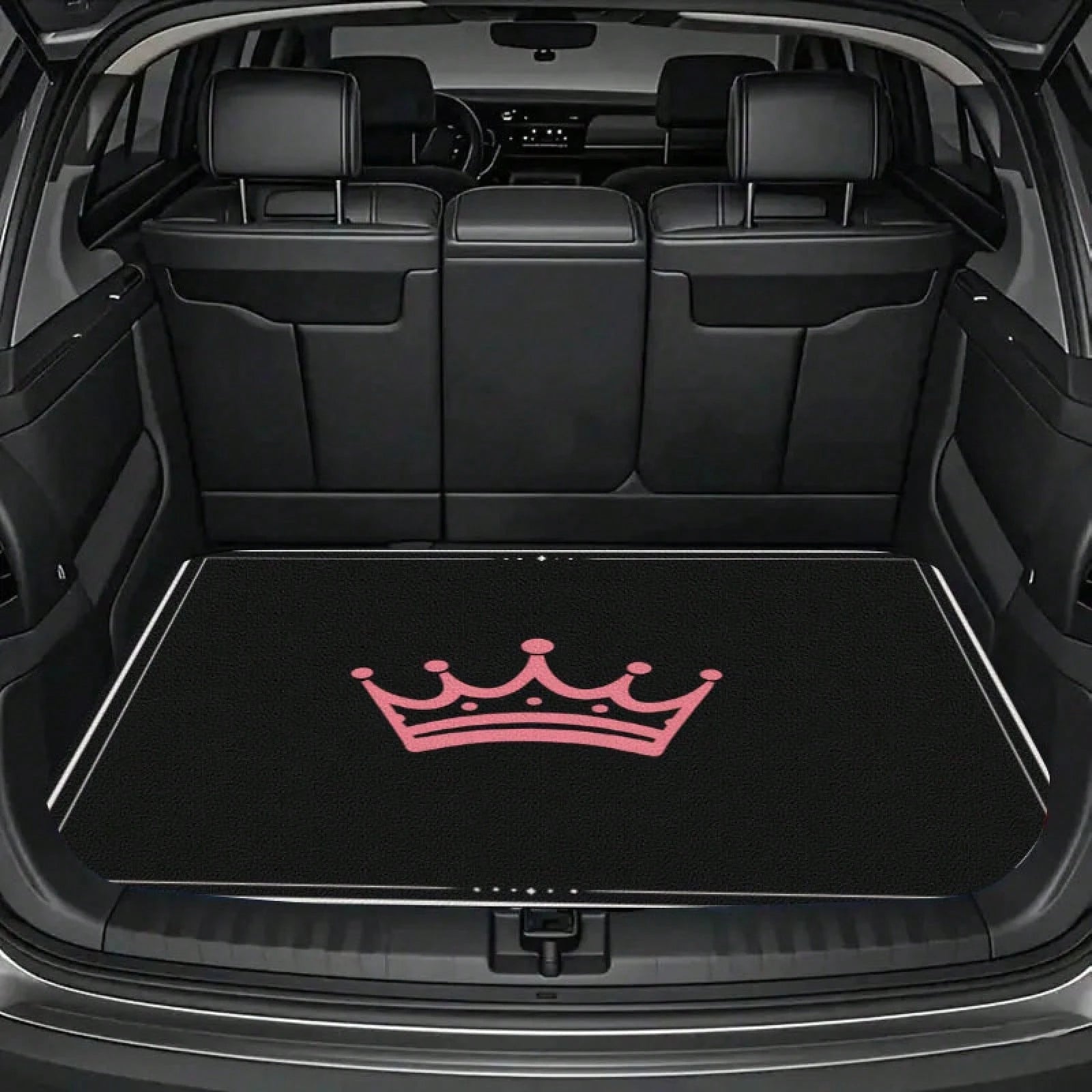 1PC Pink Crown Print Personalized Car Trunk Mat, Interior Protective Trunk Mat, Durable Polyester Floor Liner, And Practical, Suitable For Daily Travel, Lifting And Secure Cargo Storage, Car Trunk Ma