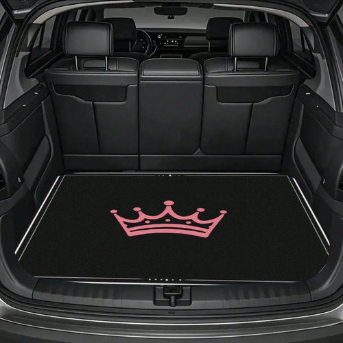 1PC Pink Crown Print Personalized Car Trunk Mat, Interior Protective Trunk Mat, Durable Polyester Floor Liner, And Practical, Suitable For Daily Travel, Lifting And Secure Cargo Storage, Car Trunk Ma