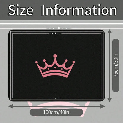 1PC Pink Crown Print Personalized Car Trunk Mat, Interior Protective Trunk Mat, Durable Polyester Floor Liner, And Practical, Suitable For Daily Travel, Lifting And Secure Cargo Storage, Car Trunk Ma