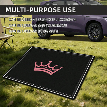 1PC Pink Crown Print Personalized Car Trunk Mat, Interior Protective Trunk Mat, Durable Polyester Floor Liner, And Practical, Suitable For Daily Travel, Lifting And Secure Cargo Storage, Car Trunk Ma
