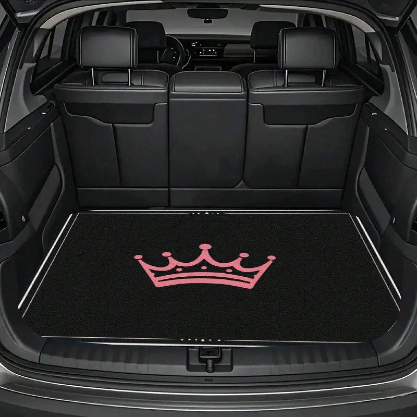 1PC Pink Crown Print Personalized Car Trunk Mat, Interior Protective Trunk Mat, Durable Polyester Floor Liner, And Practical, Suitable For Daily Travel, Lifting And Secure Cargo Storage, Car Trunk Ma