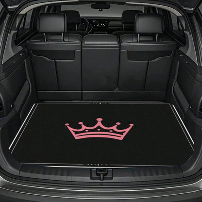 1PC Pink Crown Print Personalized Car Trunk Mat, Interior Protective Trunk Mat, Durable Polyester Floor Liner, And Practical, Suitable For Daily Travel, Lifting And Secure Cargo Storage, Car Trunk Ma