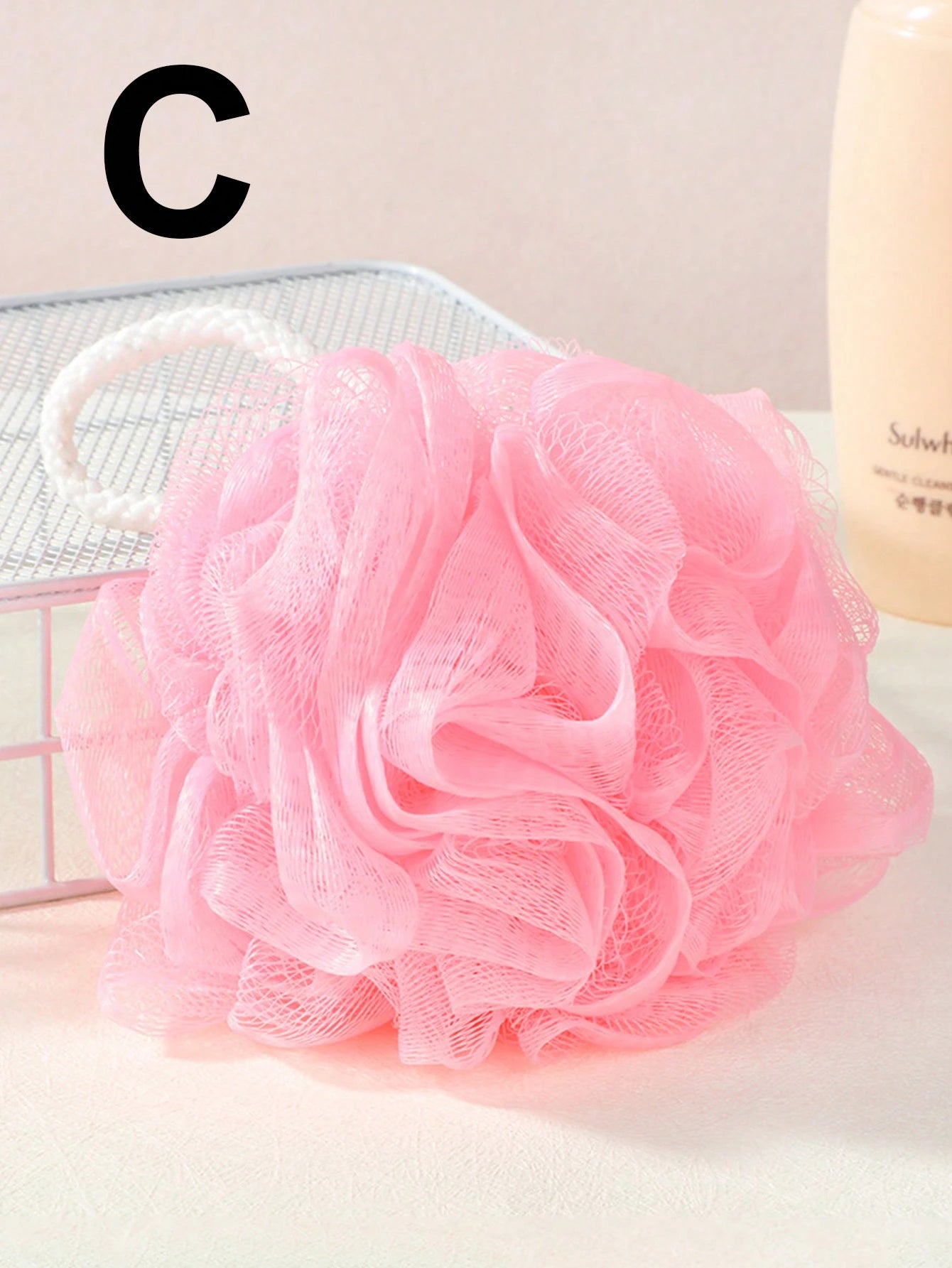1pc Pink Long-Handled Shower Brush, Multi-Purpose Scrub Brush For Back Exfoliation And Shower Cleaning