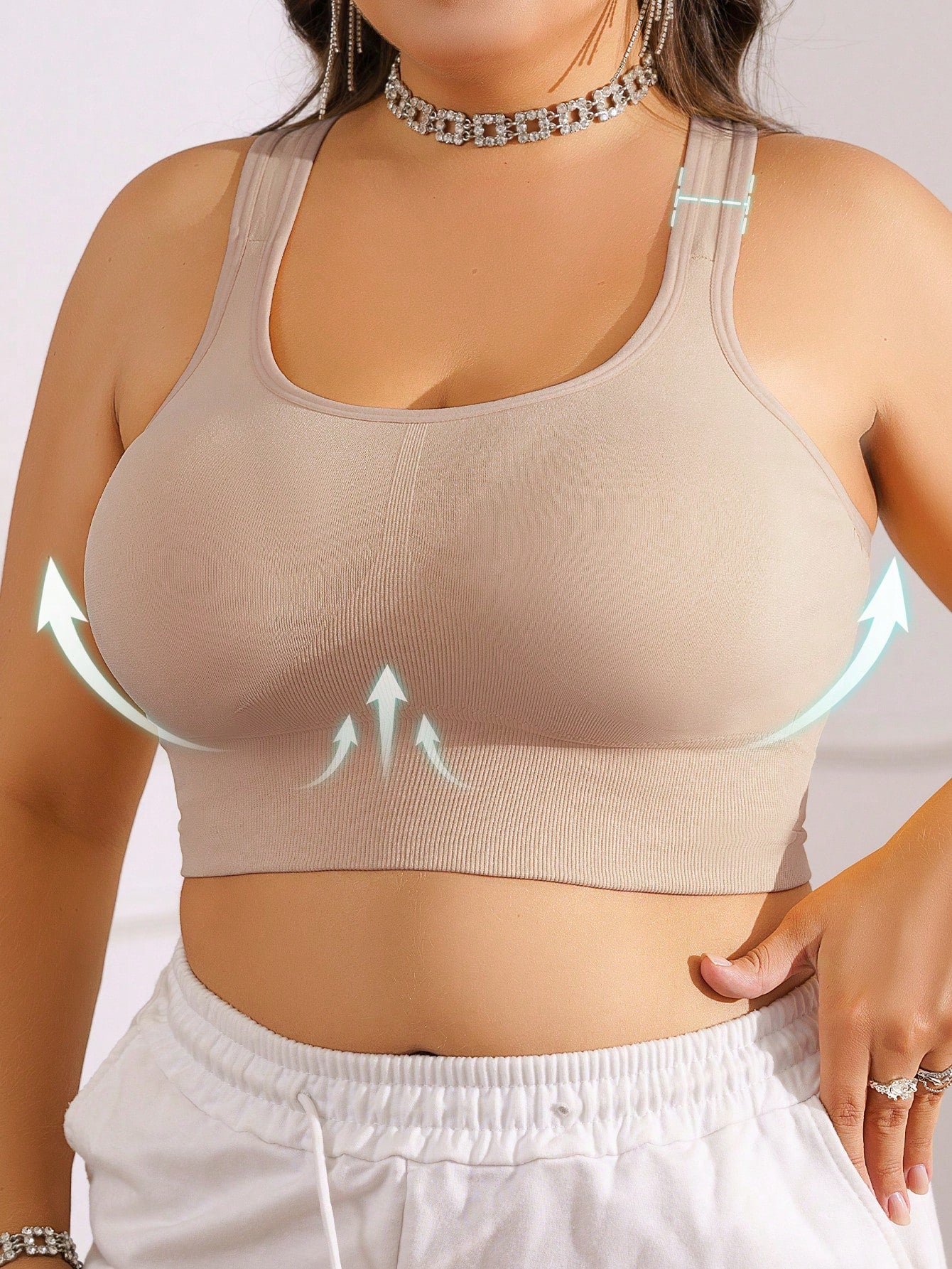 1pc Plus Size TianYI Bra, Women Sports Yoga Support Bra Lift, Seamless Wireless Breathable Comfortable Underwear Spring