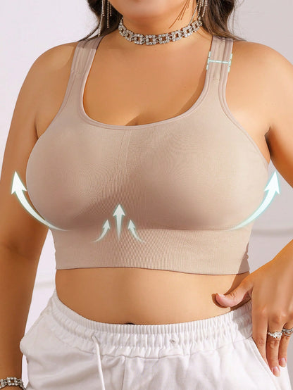 1pc Plus Size TianYI Bra, Women Sports Yoga Support Bra Lift, Seamless Wireless Breathable Comfortable Underwear Spring