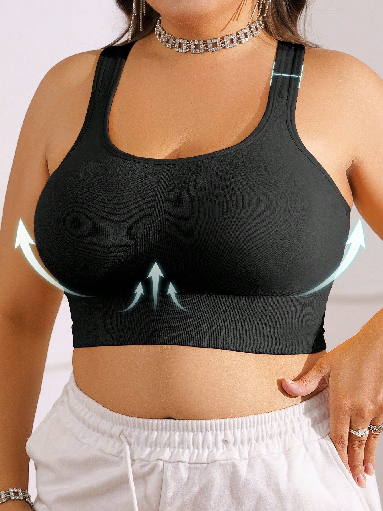 1pc Plus Size TianYI Bra, Women Sports Yoga Support Bra Lift, Seamless Wireless Breathable Comfortable Underwear Spring