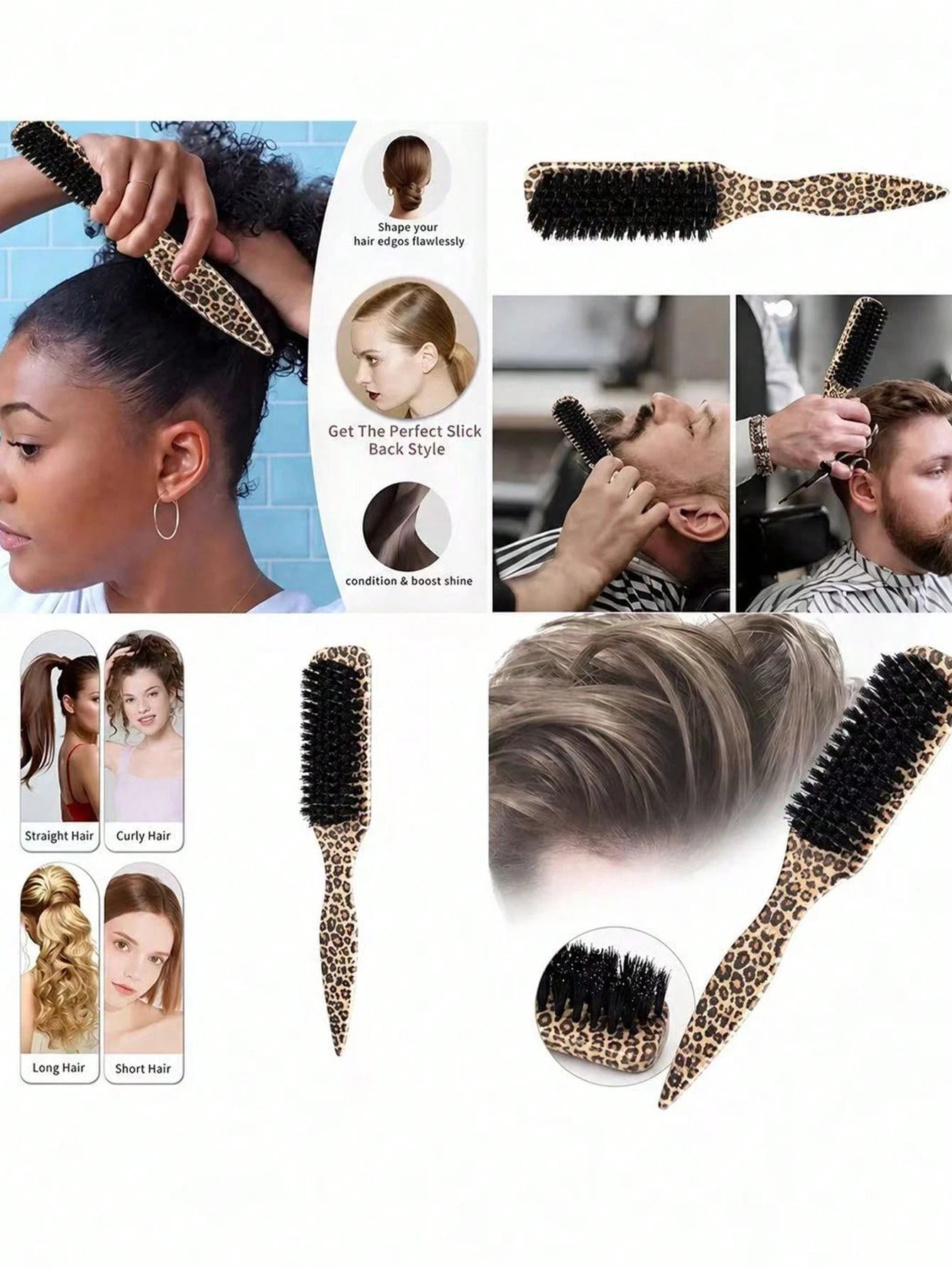 1pc Pointed Mustache Brush, Vintage Pomade Styling Brush, Mustache Brush, Smooth Ponytail Comb- Unisex, Suitable For Fine To Medium Hair, Can Create Various Hairstyles, Smooth Frizzy Hair, Easily Cre