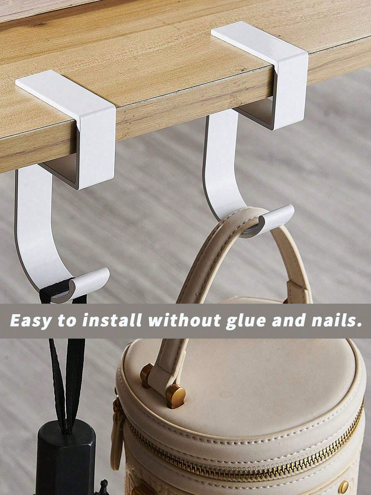 1pc Portable Bag Hook With Anti-Slip Design And Removable Side For Table Desk, Strong Bearing Capacity
