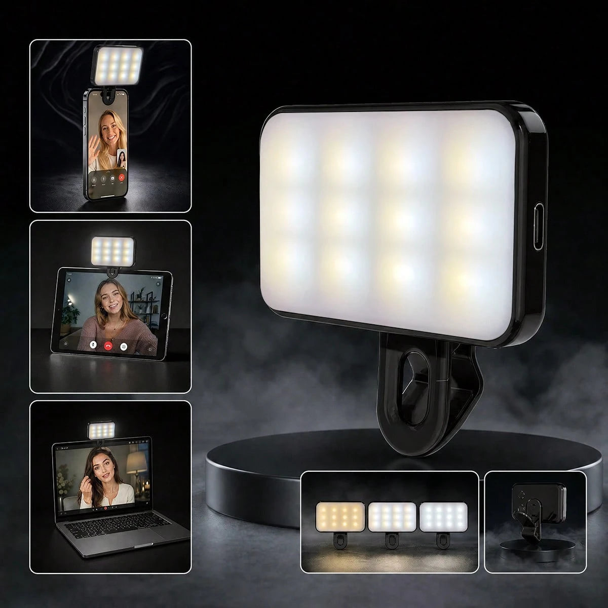 1pc Portable LED Selfie Light, Clip-On Fill Light, Suitable For Smartphone And Computer, For Makeup, Zoom Meetings, Live Streaming, Vlog, Perfect Selfie And Video Calls, 150mAh Battery, Suitable For S