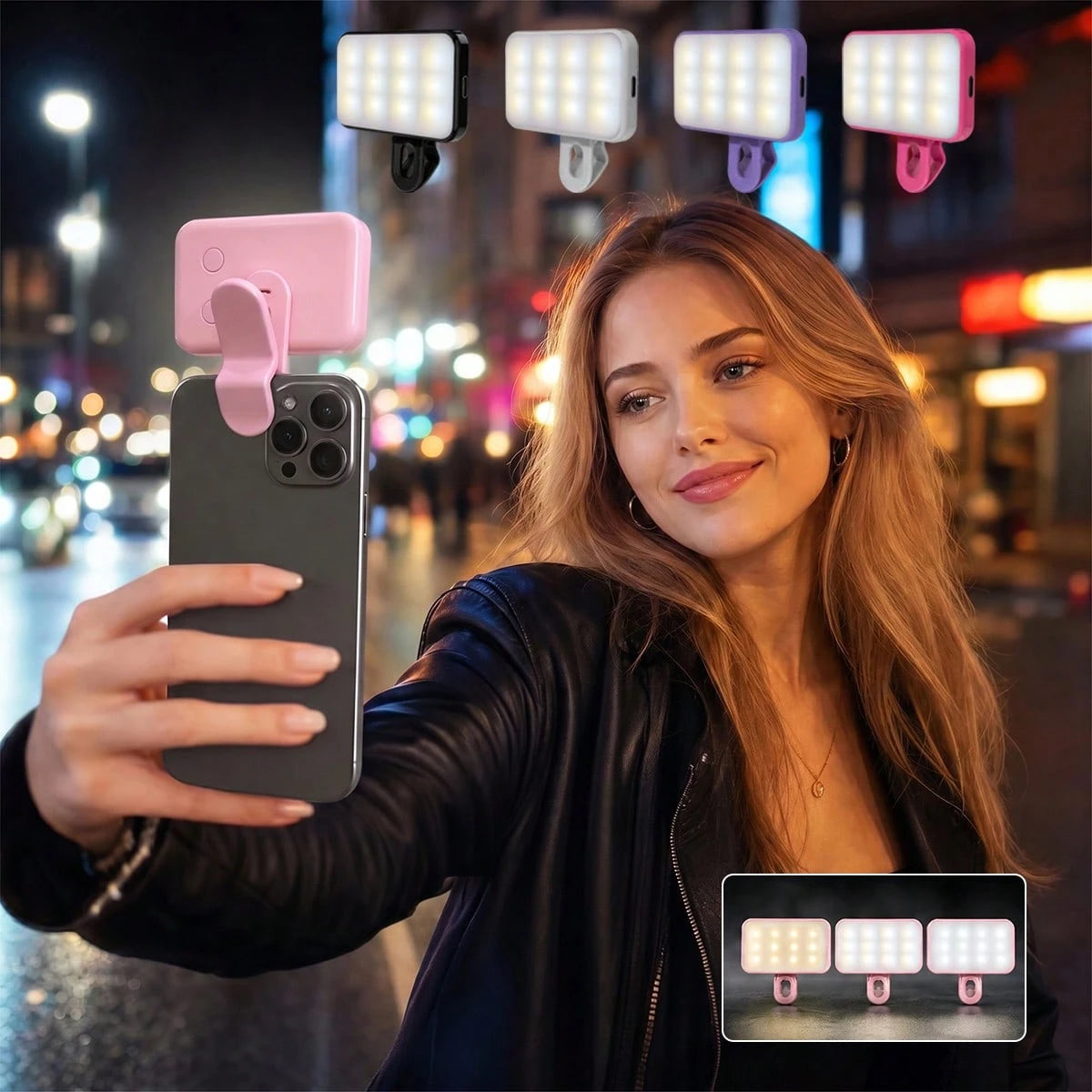 1pc Portable LED Selfie Light, Clip-On Fill Light, Suitable For Smartphone And Computer, For Makeup, Zoom Meetings, Live Streaming, Vlog, Perfect Selfie And Video Calls, 150mAh Battery, Suitable For S