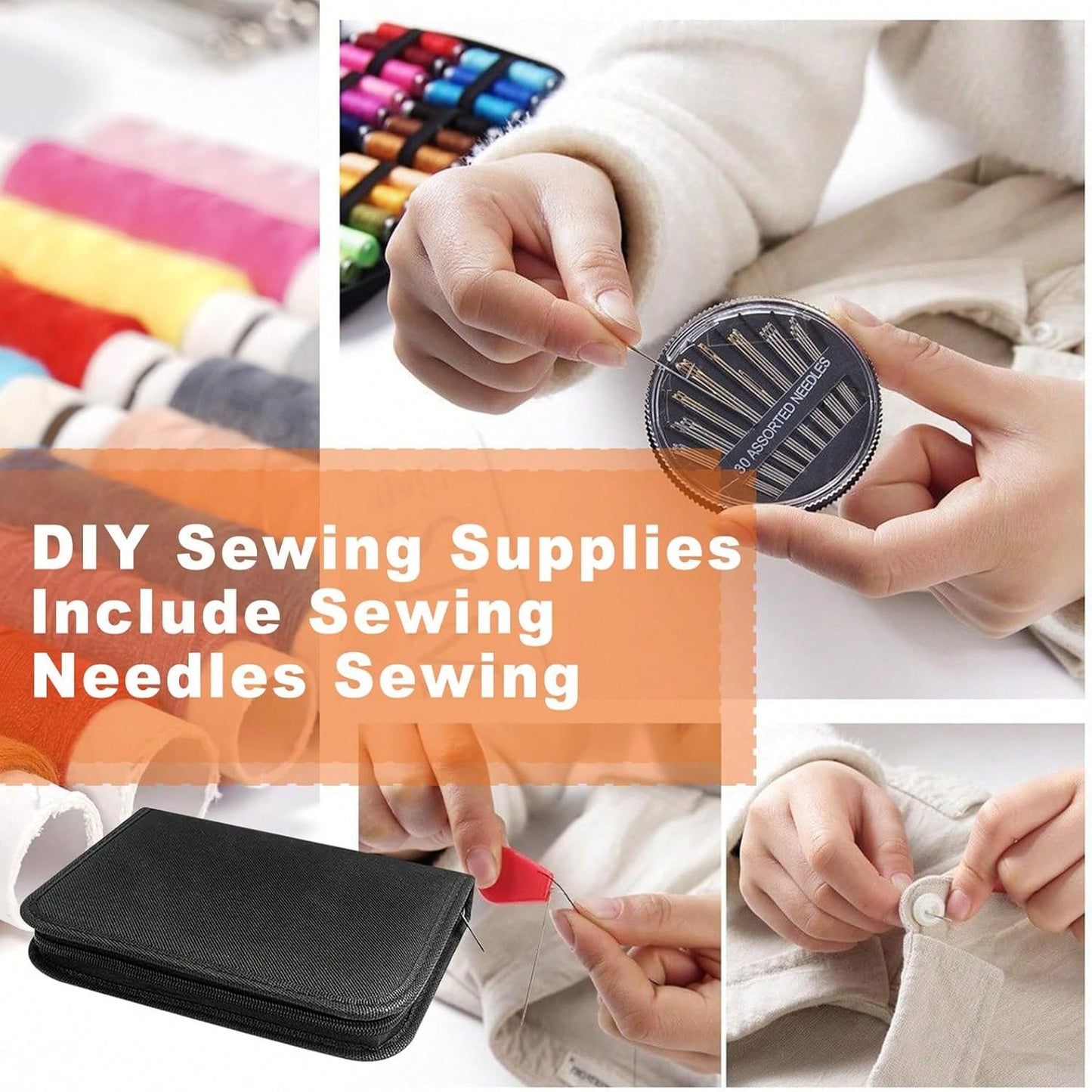 1pc Portable Sewing Kit, Household Sewing Tool Set With Thread Box, Needles, Sewing Accessories (Random Color)