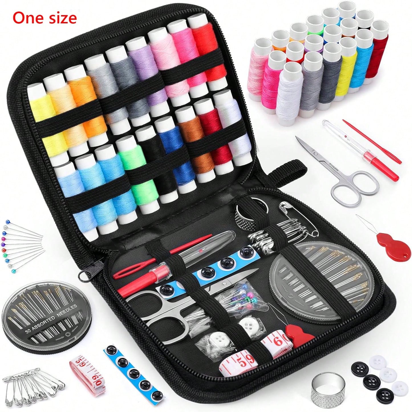 1pc Portable Sewing Kit, Household Sewing Tool Set With Thread Box, Needles, Sewing Accessories (Random Color)