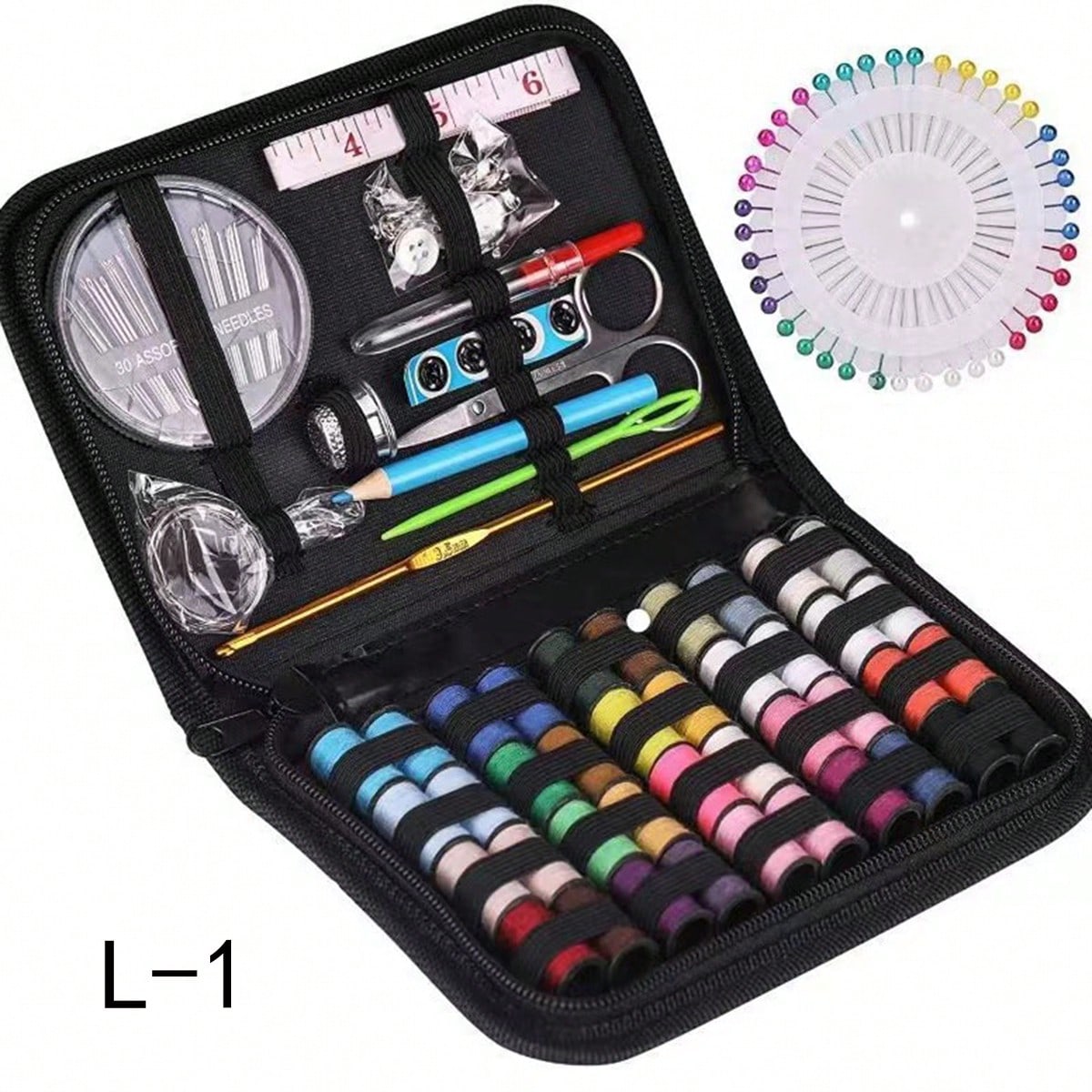 1pc Portable Sewing Kit, Household Sewing Tool Set With Thread Box, Needles, Sewing Accessories (Random Color)