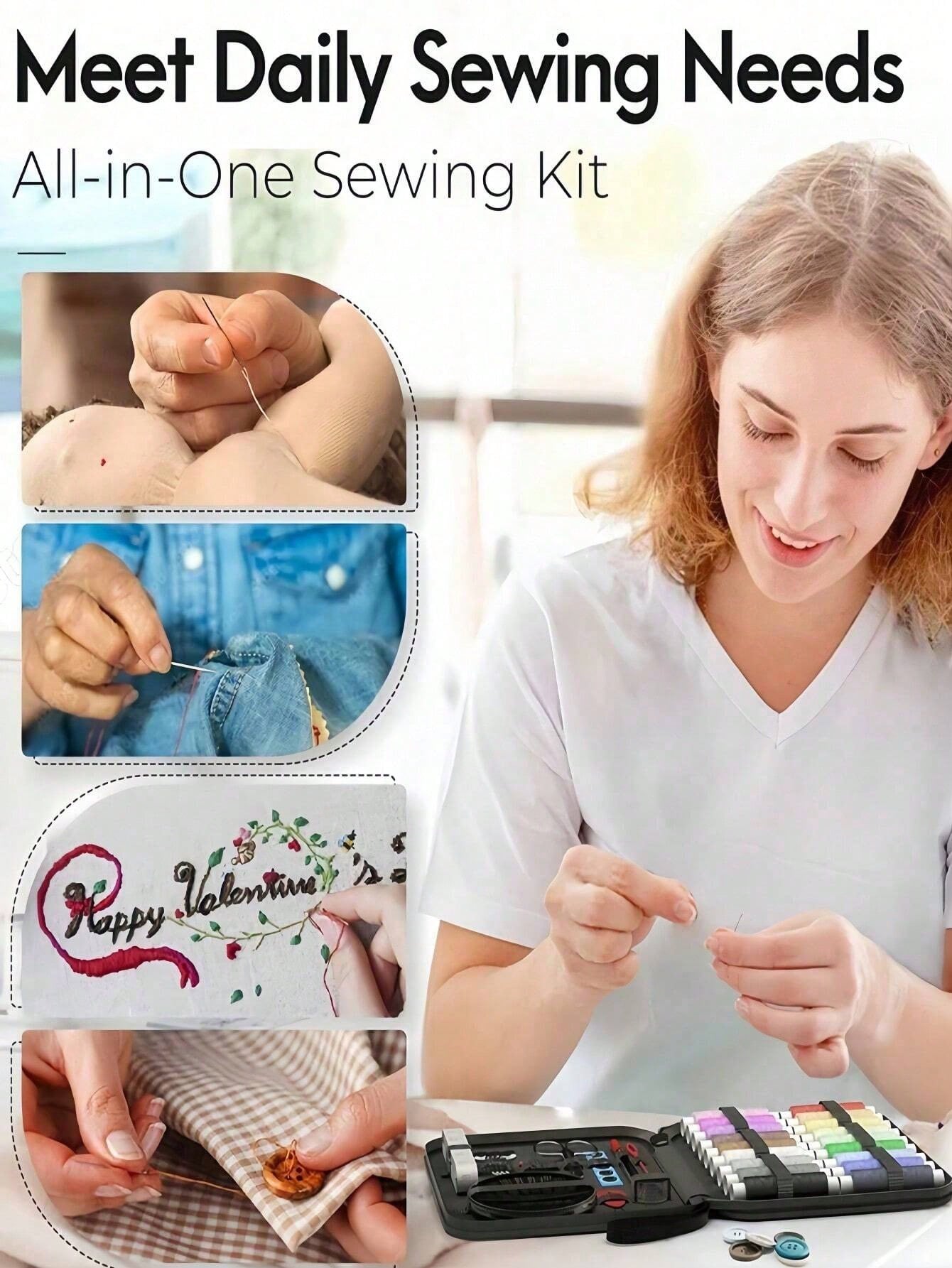 1pc Portable Sewing Kit Household Sewing Tools 10pcs/Set Thread Box Patching Needle Threader Hand Stitching Supplies Valentine DAY, Valentines Wedding, Birthday