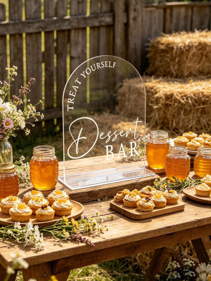 1pc Printed "Dessert Bar" Acrylic Party Sign- Suitable For Outdoor Baby Shower, Party, Wedding Table Decor, Afternoon Tea Dessert Bar Sign, Also Suitable For Shower Ceremony Decor, Baby Shower Suppli