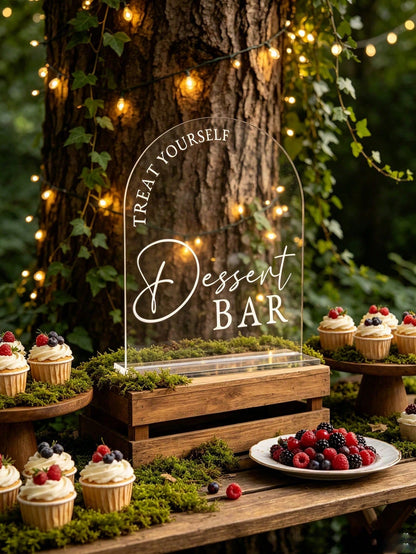 1pc Printed "Dessert Bar" Acrylic Party Sign- Suitable For Outdoor Baby Shower, Party, Wedding Table Decor, Afternoon Tea Dessert Bar Sign, Also Suitable For Shower Ceremony Decor, Baby Shower Suppli