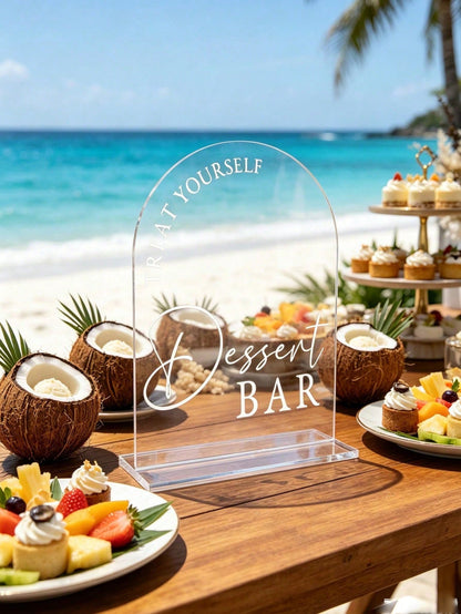 1pc Printed "Dessert Bar" Acrylic Party Sign- Suitable For Outdoor Baby Shower, Party, Wedding Table Decor, Afternoon Tea Dessert Bar Sign, Also Suitable For Shower Ceremony Decor, Baby Shower Suppli