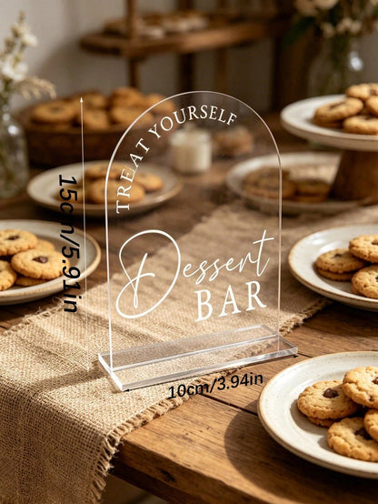 1pc Printed "Dessert Bar" Acrylic Party Sign- Suitable For Outdoor Baby Shower, Party, Wedding Table Decor, Afternoon Tea Dessert Bar Sign, Also Suitable For Shower Ceremony Decor, Baby Shower Suppli