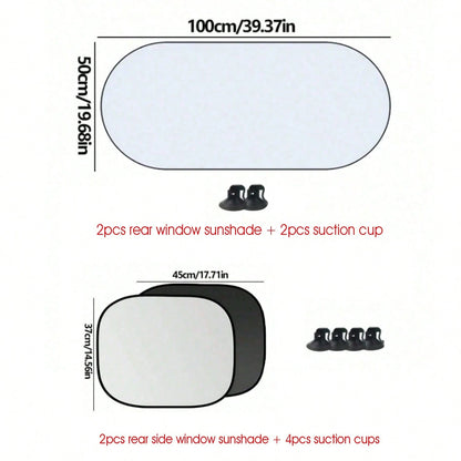​1pc Rear Car Window Sun Shade With Suction Cups- UV Protection & Privacy Shield, Foldable Auto Sun Visor For Sedan SUV Truck, Universal Fit Summer Must Have​​