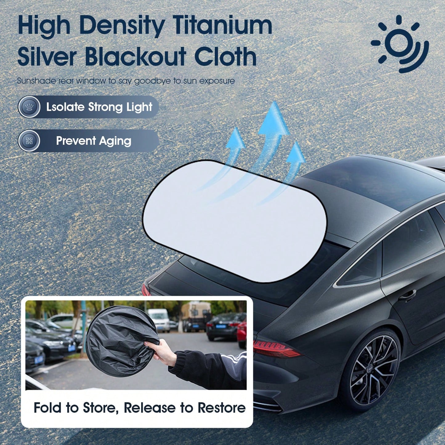 ​1pc Rear Car Window Sun Shade With Suction Cups- UV Protection & Privacy Shield, Foldable Auto Sun Visor For Sedan SUV Truck, Universal Fit Summer Must Have​​