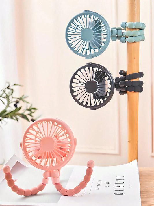1pc Rechargeable Octopus Shaped Handheld Fan, Suitable For Home, Commute, Outdoor, Cycling, Adults & Kids, Portable Multi-Function With Tripod, Battery Capacity: 500mAh (Tripod Is Fragile, Please Do N