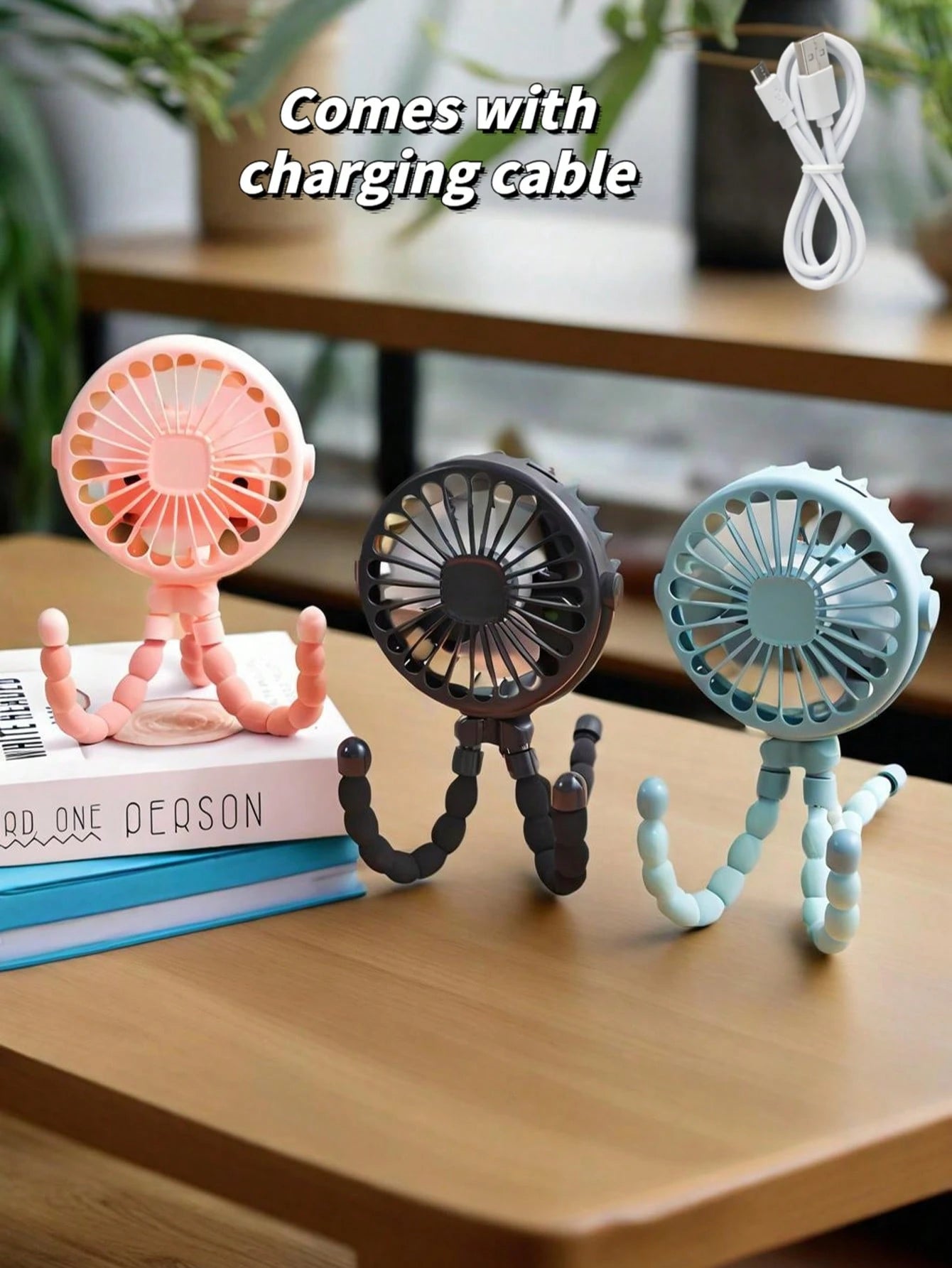 1pc Rechargeable Octopus Shaped Handheld Fan, Suitable For Home, Commute, Outdoor, Cycling, Adults & Kids, Portable Multi-Function With Tripod, Battery Capacity: 500mAh (Tripod Is Fragile, Please Do N