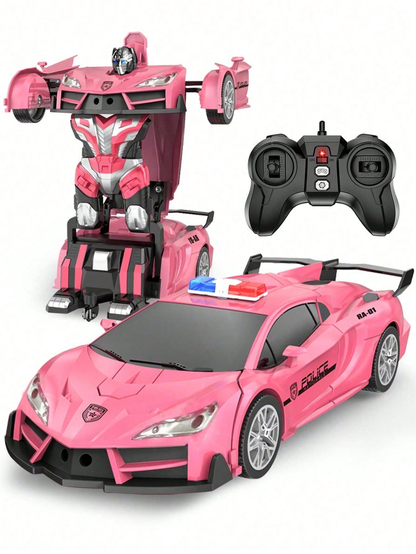 1pc Remote Control Pink Transforming Car Toy, Kids Transforming Robot Car, Pink Robot Remote Control Car Surprise Transforming Car Toy Gift For Girls, Remote Control Pink Transforming Car Toy, Remote